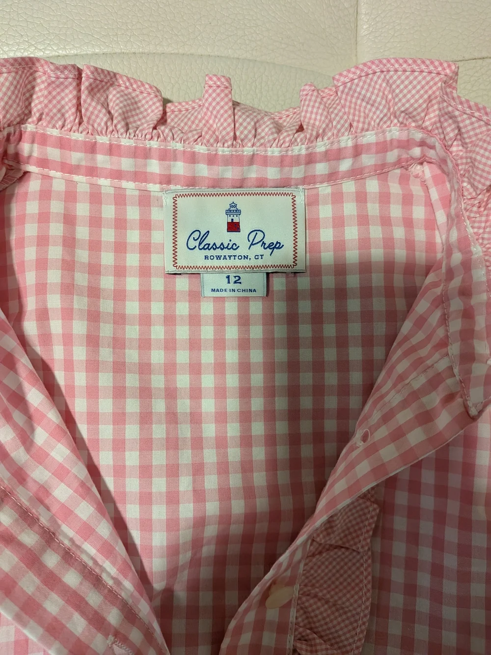 Classic Prep Pink Gingham Ruffle-Trim Dress